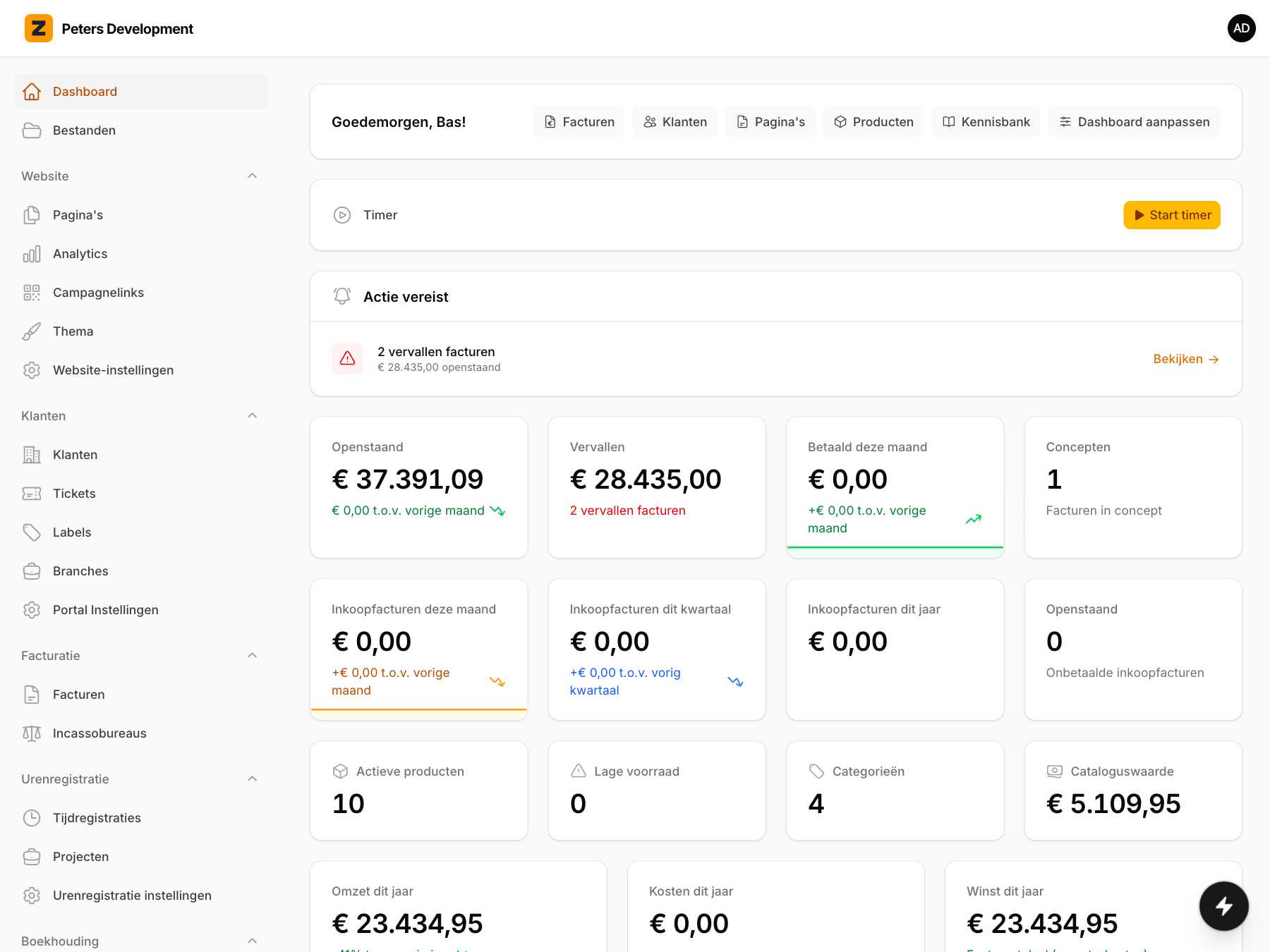 ZZP Tool: administratie en website op één plek